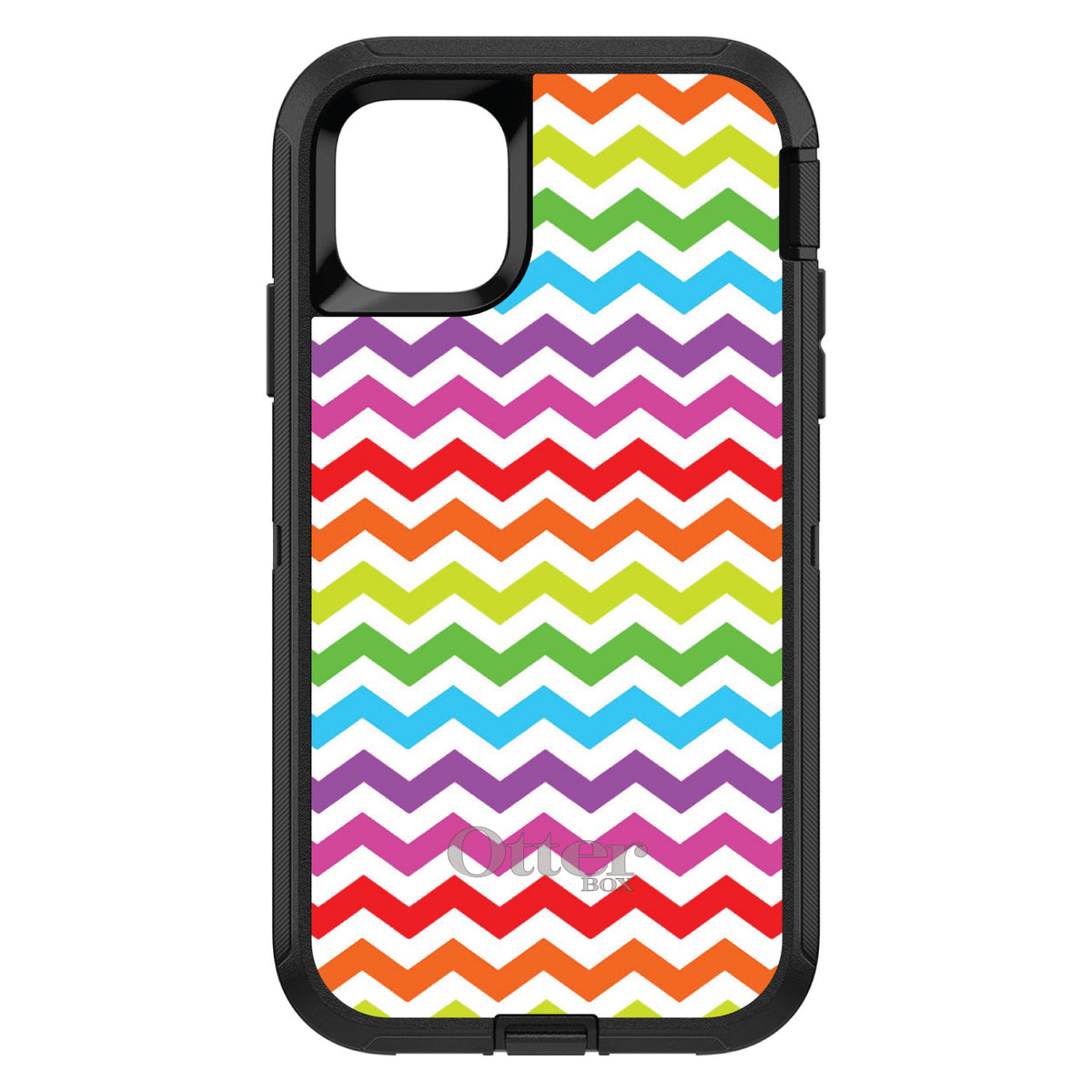 Rainbow White Chevron Stripes Wave OtterBox Defender Case for iPhone & Galaxy, view 2