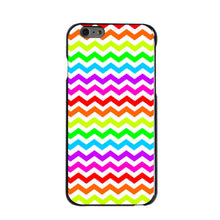 DistinctInk® Hard Plastic Snap-On Case for Apple iPhone or Samsung Galaxy - Rainbow White Chevron Stripes Wave