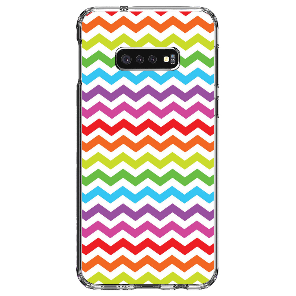 Rainbow White Chevron Stripes Wave Clear Shockproof iPhone Case, view 18