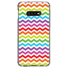 DistinctInk® Clear Shockproof Hybrid Case for Apple iPhone / Samsung Galaxy / Google Pixel - Rainbow White Chevron Stripes Wave