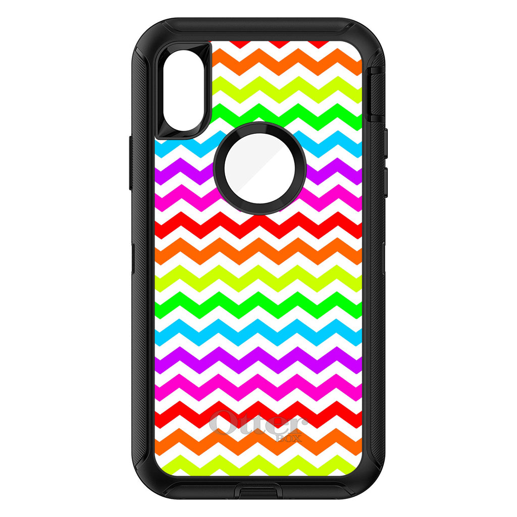 Rainbow White Chevron Stripes Wave OtterBox Defender Case for iPhone & Galaxy, view 3