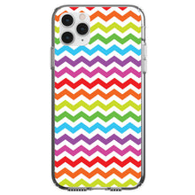 DistinctInk® Clear Shockproof Hybrid Case for Apple iPhone / Samsung Galaxy / Google Pixel - Rainbow White Chevron Stripes Wave
