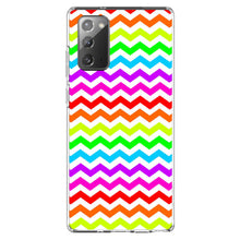 DistinctInk® Clear Shockproof Hybrid Case for Apple iPhone / Samsung Galaxy / Google Pixel - Rainbow White Chevron Stripes Wave