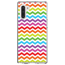 DistinctInk® Clear Shockproof Hybrid Case for Apple iPhone / Samsung Galaxy / Google Pixel - Rainbow White Chevron Stripes Wave