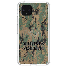 DistinctInk® Clear Shockproof Hybrid Case for Apple iPhone / Samsung Galaxy / Google Pixel - Camo Marines Semper Fi