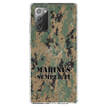 DistinctInk® Clear Shockproof Hybrid Case for Apple iPhone / Samsung Galaxy / Google Pixel - Camo Marines Semper Fi