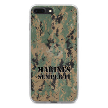 DistinctInk® Clear Shockproof Hybrid Case for Apple iPhone / Samsung Galaxy / Google Pixel - Camo Marines Semper Fi