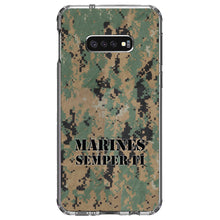 DistinctInk® Clear Shockproof Hybrid Case for Apple iPhone / Samsung Galaxy / Google Pixel - Camo Marines Semper Fi