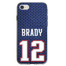 DistinctInk® Clear Shockproof Hybrid Case for Apple iPhone / Samsung Galaxy / Google Pixel - Brady 12 Jersey