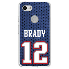 DistinctInk® Clear Shockproof Hybrid Case for Apple iPhone / Samsung Galaxy / Google Pixel - Brady 12 Jersey