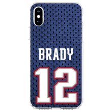 DistinctInk® Clear Shockproof Hybrid Case for Apple iPhone / Samsung Galaxy / Google Pixel - Brady 12 Jersey