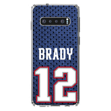 DistinctInk® Clear Shockproof Hybrid Case for Apple iPhone / Samsung Galaxy / Google Pixel - Brady 12 Jersey