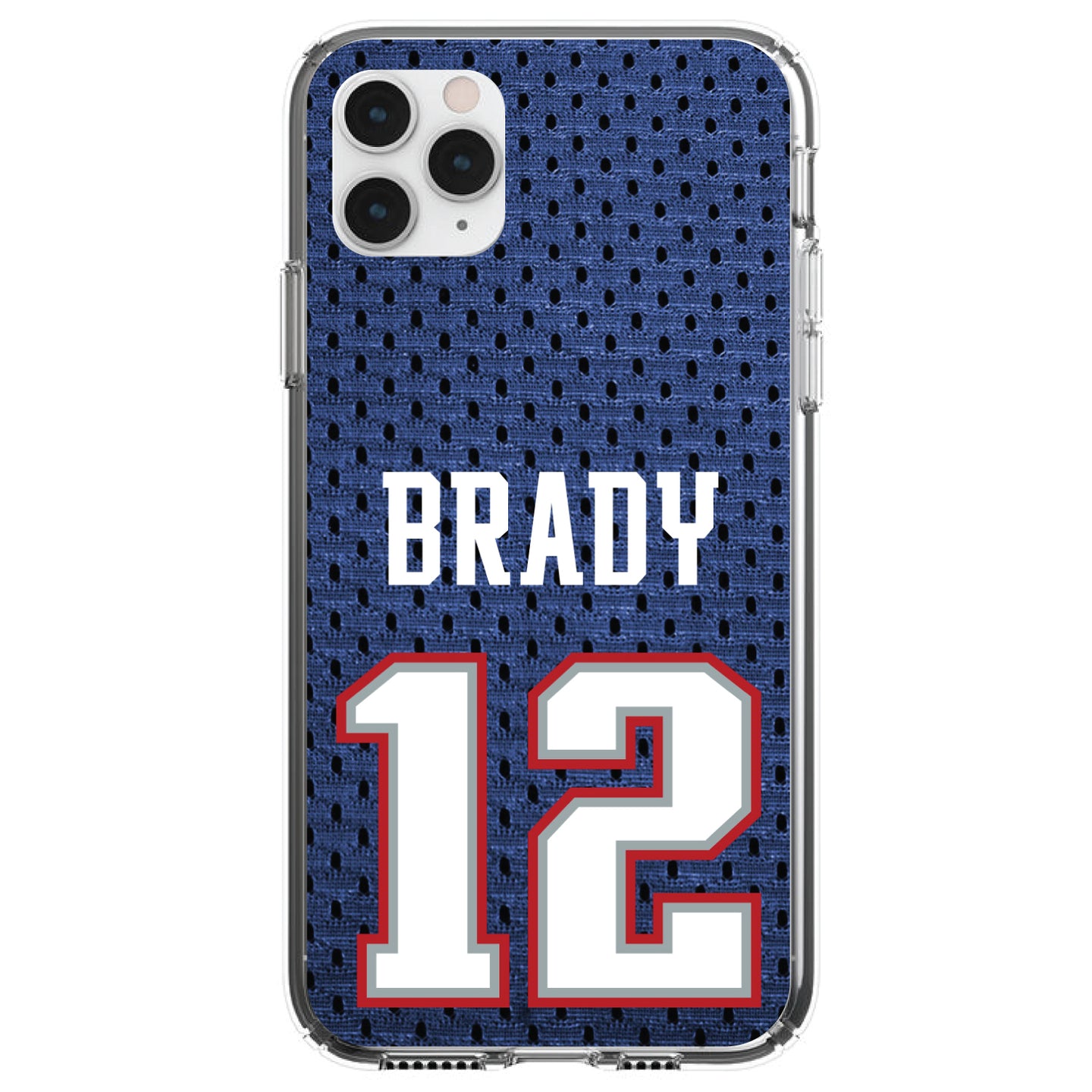 DistinctInk® Clear Shockproof Hybrid Case for Apple iPhone / Samsung Galaxy / Google Pixel - Brady 12 Jersey