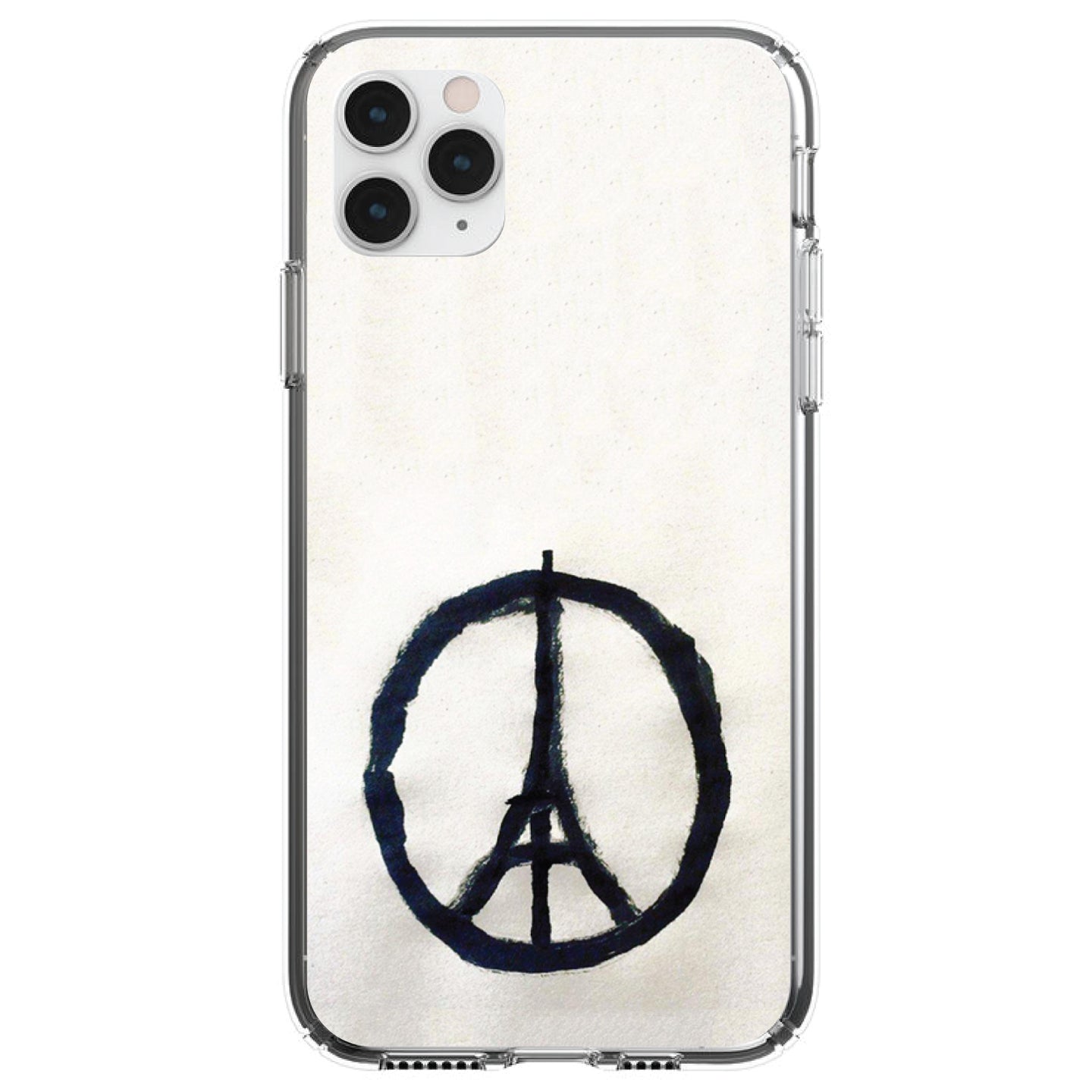 DistinctInk® Clear Shockproof Hybrid Case for Apple iPhone / Samsung Galaxy / Google Pixel - Paris Peace Symbol