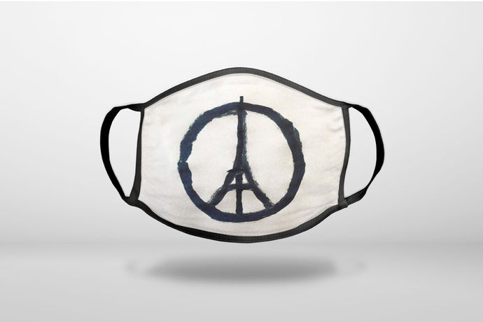 Paris Peace Symbol - 3-Ply Reusable Soft Face Mask Covering, Unisex, Cotton Inner Layer
