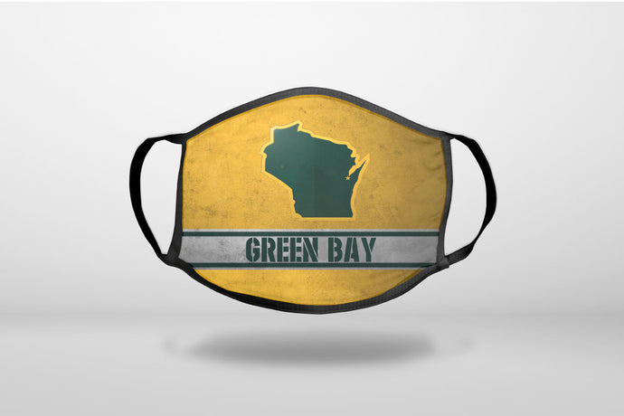 Green Bay Wisconsin - 3-Ply Reusable Soft Face Mask Covering, Unisex, Cotton Inner Layer
