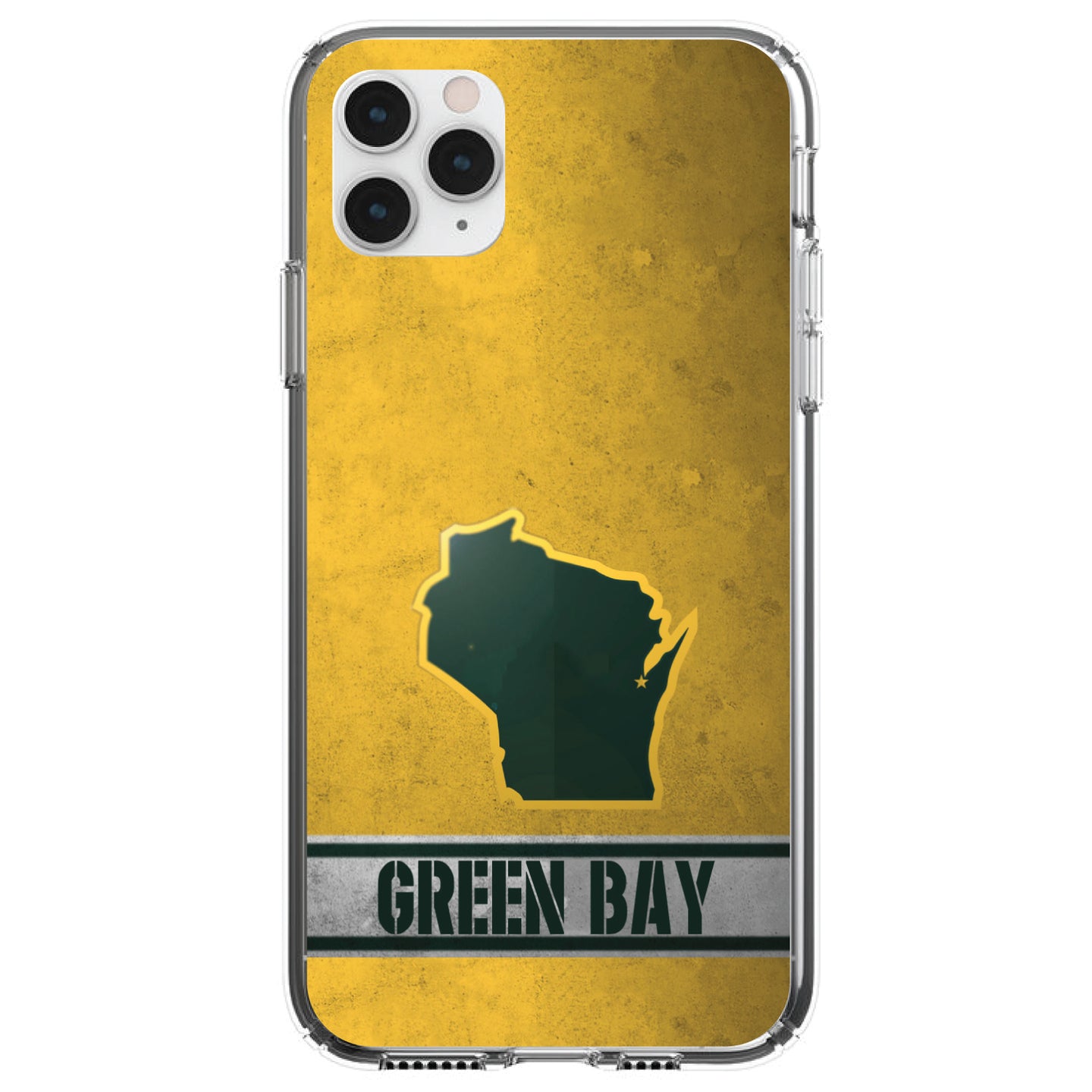 DistinctInk® Clear Shockproof Hybrid Case for Apple iPhone / Samsung Galaxy / Google Pixel - Green Bay Wisconsin