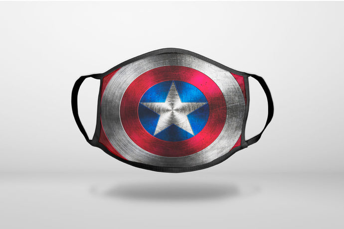 Red White Blue Shield - 3-Ply Reusable Soft Face Mask Covering, Unisex, Cotton Inner Layer