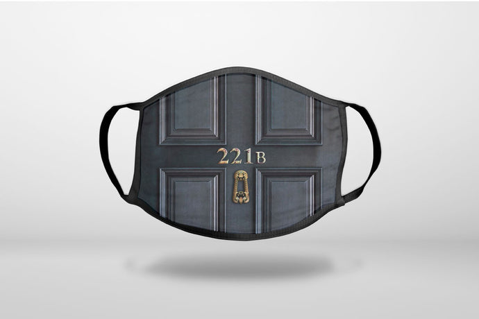 221b Baker Street - 3-Ply Reusable Soft Face Mask Covering, Unisex, Cotton Inner Layer