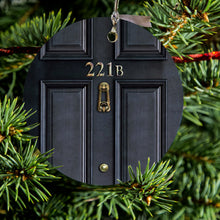 DistinctInk® Hanging Ceramic Christmas Tree Ornament with Gold String - Great Gift / Present - 2 3/4 inch Diameter - 221b Baker Street