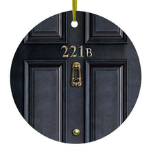 DistinctInk® Hanging Ceramic Christmas Tree Ornament with Gold String - Great Gift / Present - 2 3/4 inch Diameter - 221b Baker Street