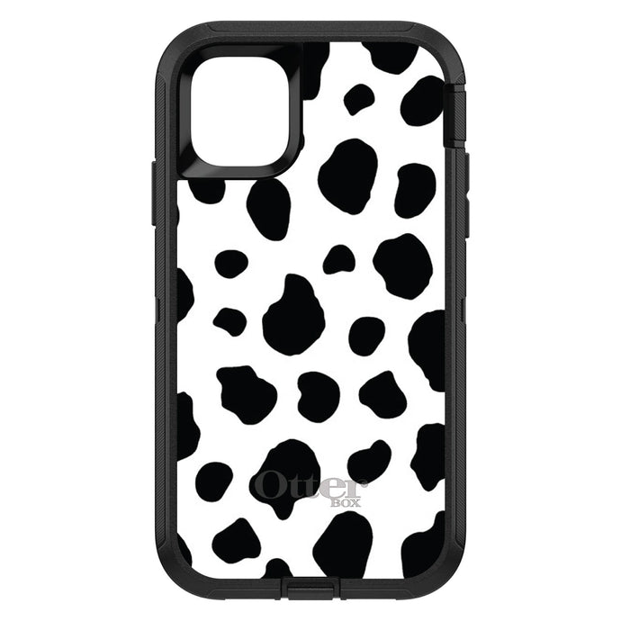 DistinctInk™ OtterBox Defender Series Case for Apple iPhone / Samsung Galaxy / Google Pixel - Black White Cow Dalmatian Spots