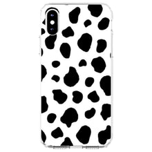 DistinctInk® Clear Shockproof Hybrid Case for Apple iPhone / Samsung Galaxy / Google Pixel - Black White Cow Dalmatian Spots