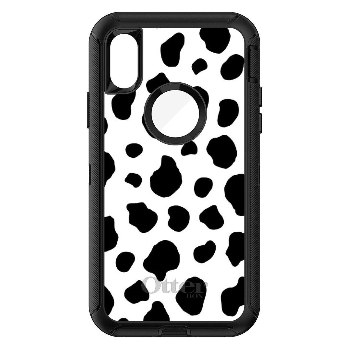 Black White Cow Dalmatian Spots OtterBox Defender Case for iPhone & Galaxy, view 3