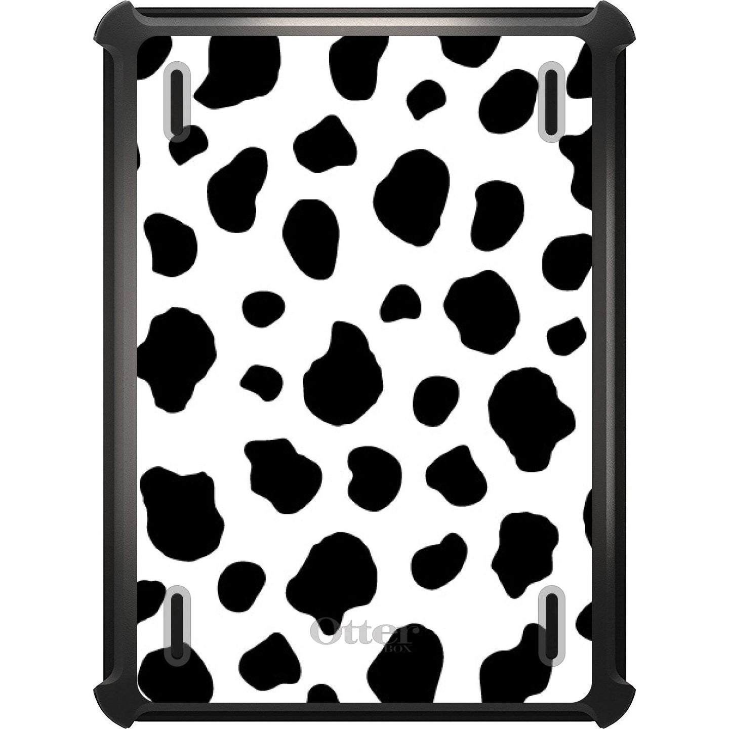 DistinctInk™ OtterBox Defender Series Case for Apple iPad / iPad Pro / iPad Air / iPad Mini - Black White Cow Dalmatian Spots