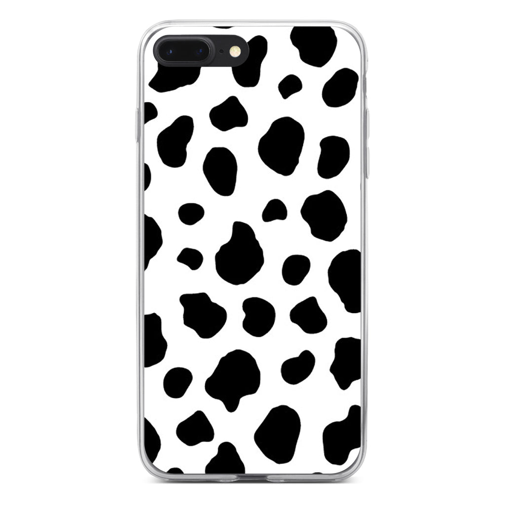 Black White Cow Dalmatian Spots Clear Shockproof iPhone Case, view 6