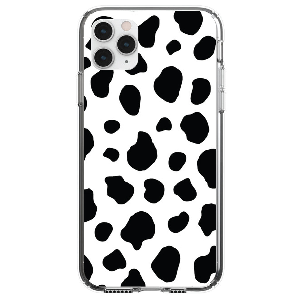 Black White Cow Dalmatian Spots Clear Shockproof iPhone Case