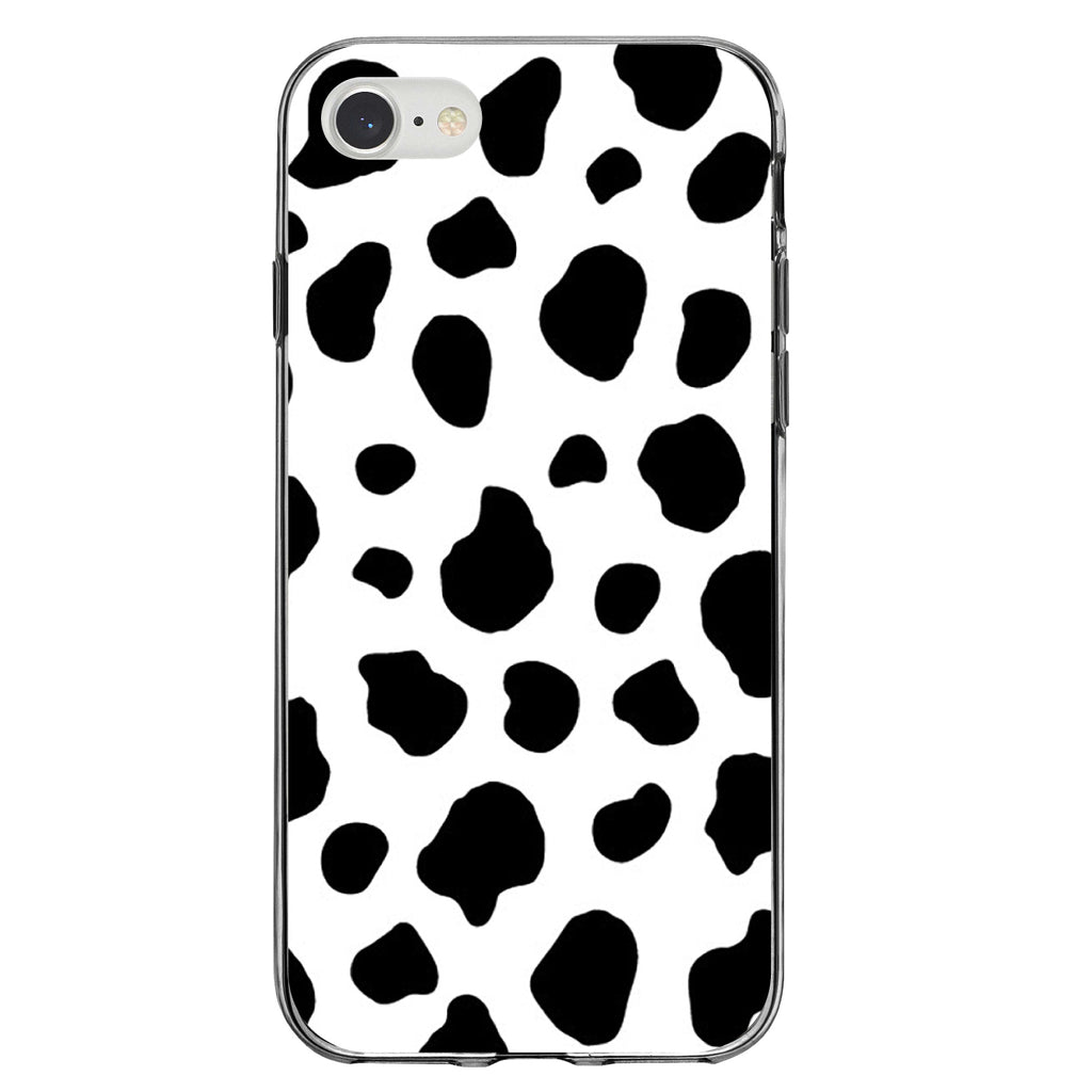 Black White Cow Dalmatian Spots Clear Shockproof iPhone Case, view 5