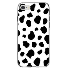 DistinctInk® Clear Shockproof Hybrid Case for Apple iPhone / Samsung Galaxy / Google Pixel - Black White Cow Dalmatian Spots