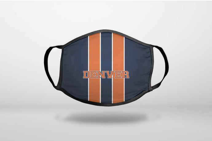Orange Navy Broncos - 3-Ply Reusable Soft Face Mask Covering, Unisex, Cotton Inner Layer