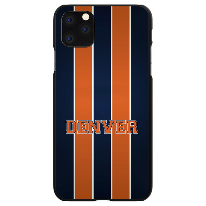 DistinctInk® Hard Plastic Snap-On Case for Apple iPhone or Samsung Galaxy - Orange Navy Broncos