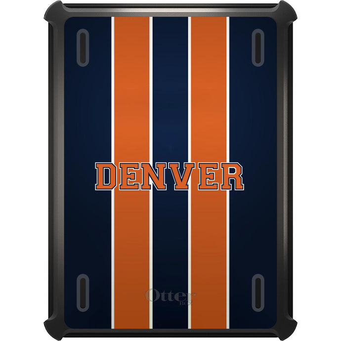 DistinctInk™ OtterBox Defender Series Case for Apple iPad / iPad Pro / iPad Air / iPad Mini - Orange Navy Broncos