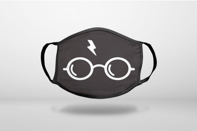 Potter-inspired Glasses - 3-Ply Reusable Soft Face Mask Covering, Unisex, Cotton Inner Layer