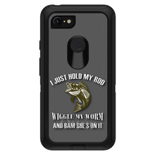 DistinctInk™ OtterBox Defender Series Case for Apple iPhone / Samsung Galaxy / Google Pixel - Fishing - Wiggle My Worm
