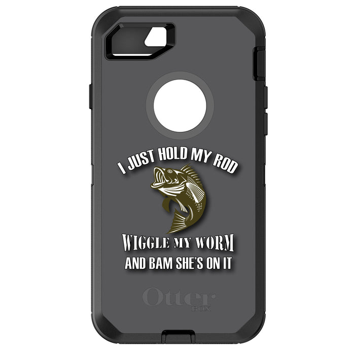 DistinctInk™ OtterBox Defender Series Case for Apple iPhone / Samsung Galaxy / Google Pixel - Fishing - Wiggle My Worm