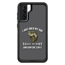 DistinctInk™ OtterBox Defender Series Case for Apple iPhone / Samsung Galaxy / Google Pixel - Fishing - Wiggle My Worm
