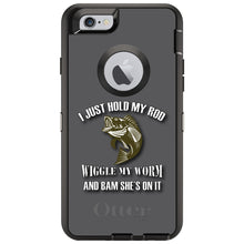 DistinctInk™ OtterBox Defender Series Case for Apple iPhone / Samsung Galaxy / Google Pixel - Fishing - Wiggle My Worm