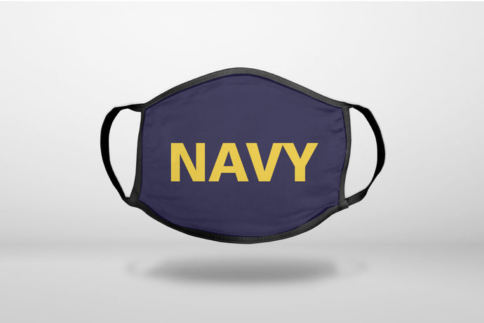 Yellow Navy - 3-Ply Reusable Soft Face Mask Covering, Unisex, Cotton Inner Layer