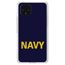 DistinctInk® Clear Shockproof Hybrid Case for Apple iPhone / Samsung Galaxy / Google Pixel - Yellow Navy