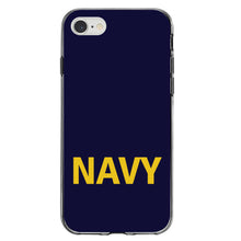 DistinctInk® Clear Shockproof Hybrid Case for Apple iPhone / Samsung Galaxy / Google Pixel - Yellow Navy