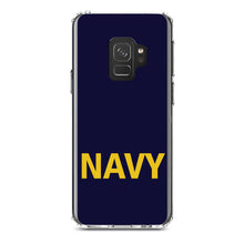 DistinctInk® Clear Shockproof Hybrid Case for Apple iPhone / Samsung Galaxy / Google Pixel - Yellow Navy