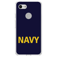 DistinctInk® Clear Shockproof Hybrid Case for Apple iPhone / Samsung Galaxy / Google Pixel - Yellow Navy