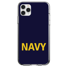 DistinctInk® Clear Shockproof Hybrid Case for Apple iPhone / Samsung Galaxy / Google Pixel - Yellow Navy