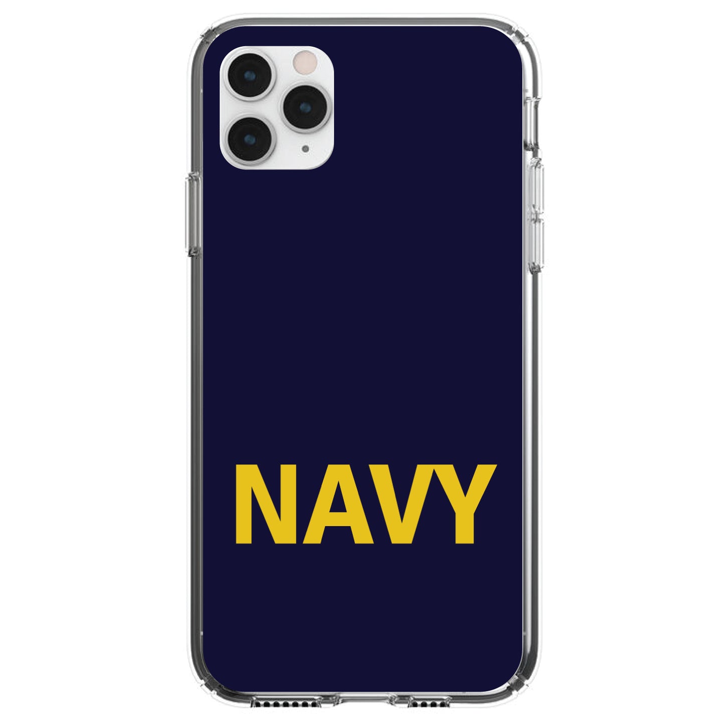 DistinctInk® Clear Shockproof Hybrid Case for Apple iPhone / Samsung Galaxy / Google Pixel - Yellow Navy