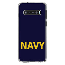DistinctInk® Clear Shockproof Hybrid Case for Apple iPhone / Samsung Galaxy / Google Pixel - Yellow Navy