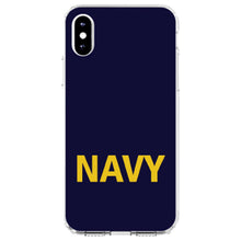 DistinctInk® Clear Shockproof Hybrid Case for Apple iPhone / Samsung Galaxy / Google Pixel - Yellow Navy